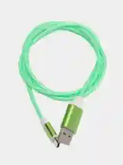 Синий кабель светящийся USB Type-C для зарядки телефона (длина 1 м)