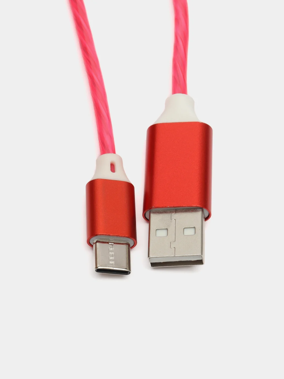 Синий кабель светящийся USB Type-C для зарядки телефона (длина 1 м)