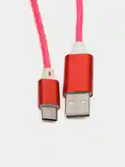 Синий кабель светящийся USB Type-C для зарядки телефона (длина 1 м)