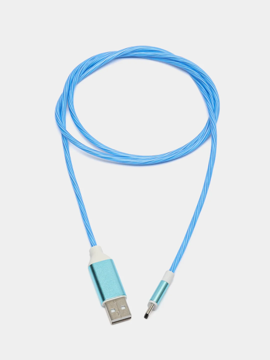 Разноцветный кабель светящийся USB Type-C для зарядки телефона (длина 1 м)