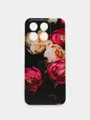 Кораллово-розовый силиконовый чехол на Honor X8B / Хонор X8B прозрачный, с рисунком, защита камеры