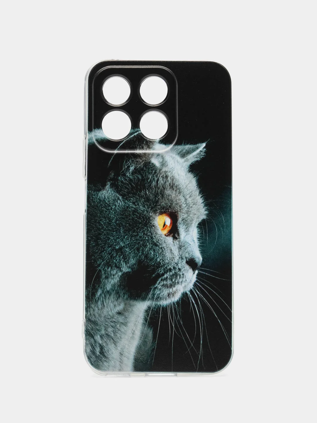 Тёмно-серый силиконовый чехол на Honor X8B / Хонор X8B прозрачный, с рисунком, защита камеры