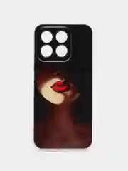 Фиолетовый силиконовый чехол на Honor X8B / Хонор X8B прозрачный, с рисунком, защита камеры