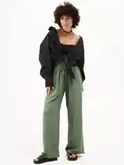 Зеленый брюки женские, широкие