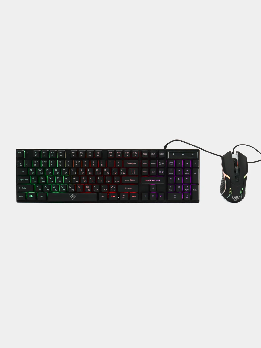 Черный проводной игровой набор KMG-2305U Nakatomi Gaming - клавиатура + мышь