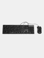 Черный проводной игровой набор KMG-2305U Nakatomi Gaming - клавиатура + мышь