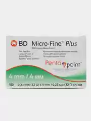 Иглы для шприц-ручек BD Micro-Fine Plus, 32G, длина 4 мм, толщина 0,23 мм, 100 штук