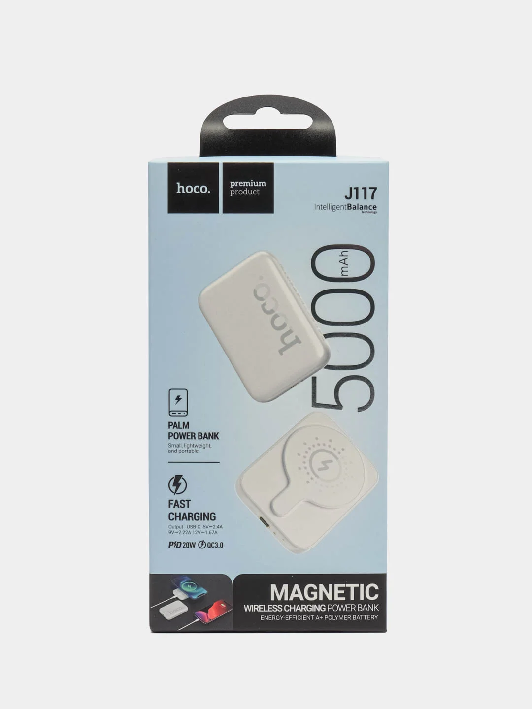 Повербанк Hoco J117 5000 mAh для iPhone с magsafe и быстрой зарядкой PD20W QC3.0 (белый)