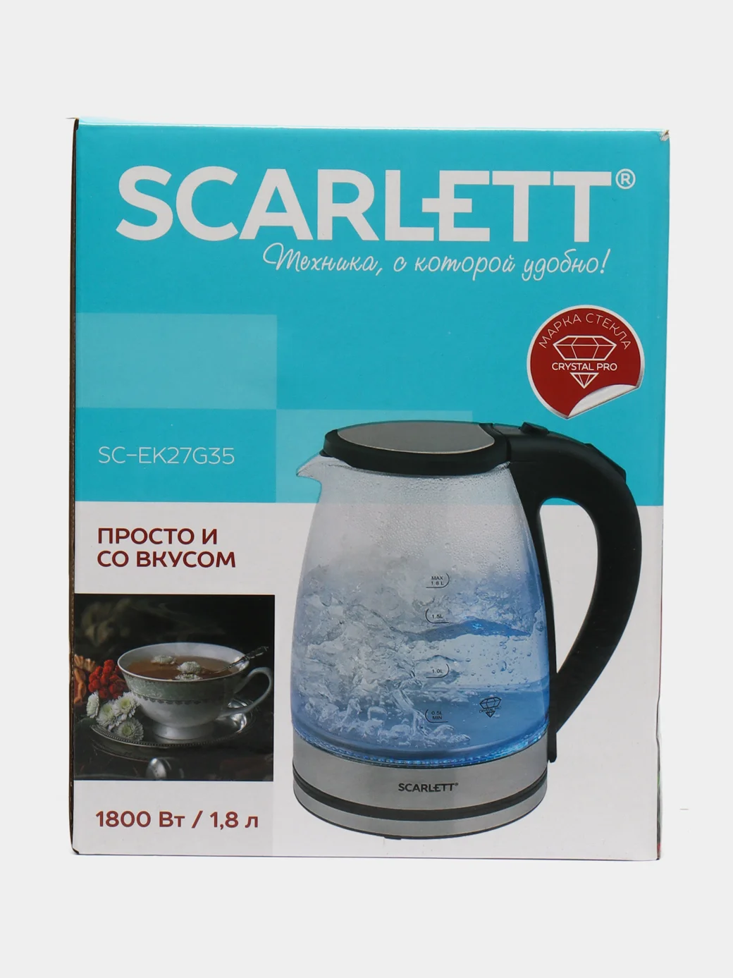 Чайник электрический Scarlett SC-EK27G35 1.8 л, прозрачный, серебристый