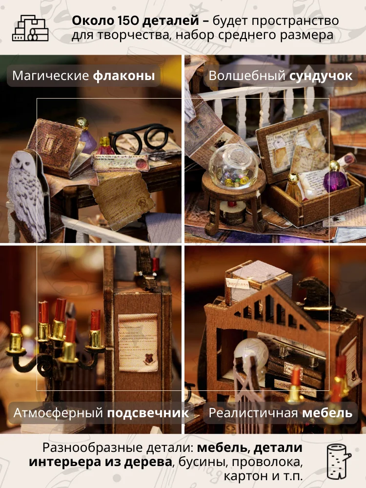 Подарочный Интерьерный конструктор (Румбокс) Yarvita миниатюра "Комната Магии" DIY House