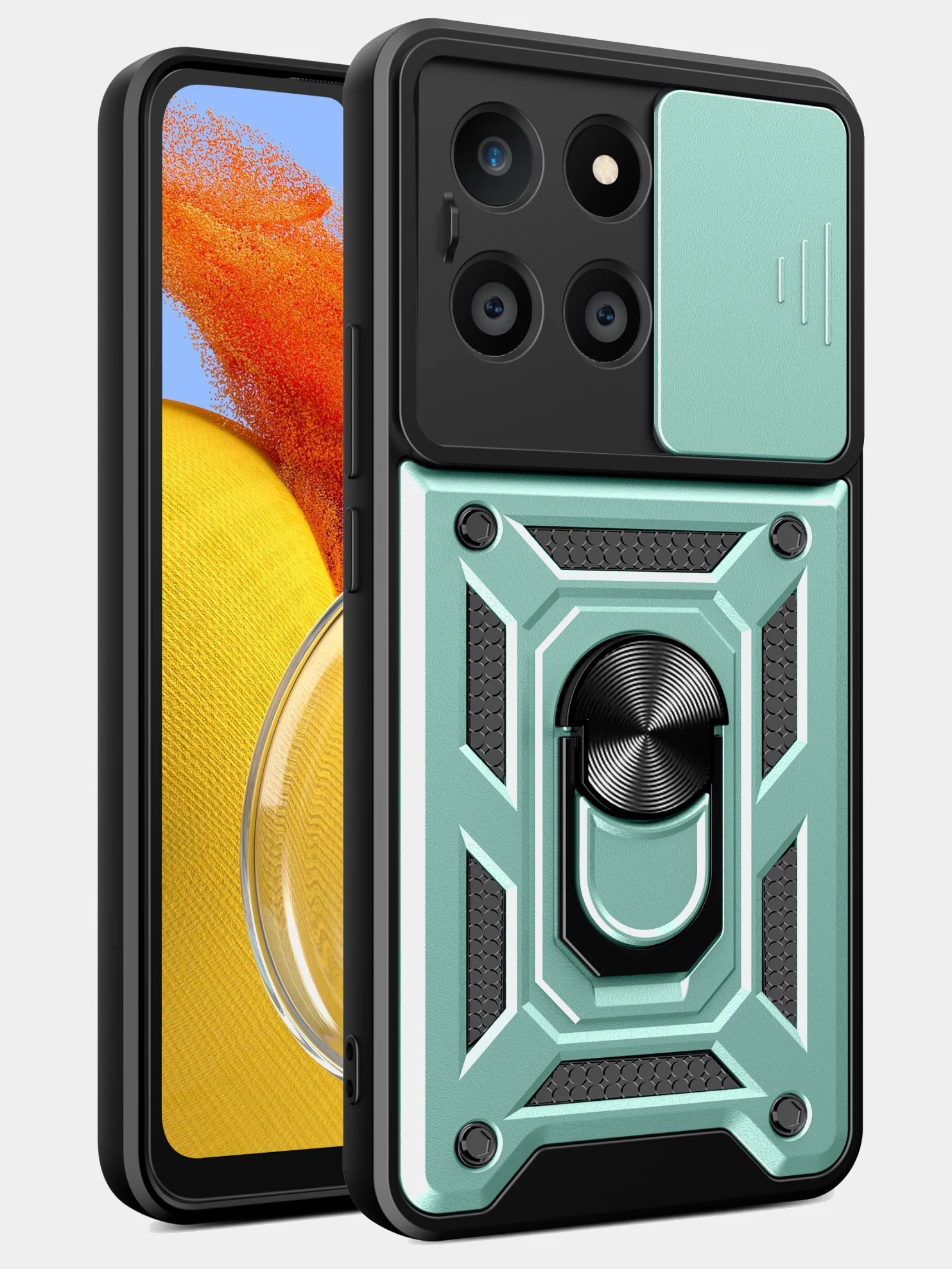 Зеленый чехол противоударный armors для Honor X6A / Хонор Х6А с защитой камеры