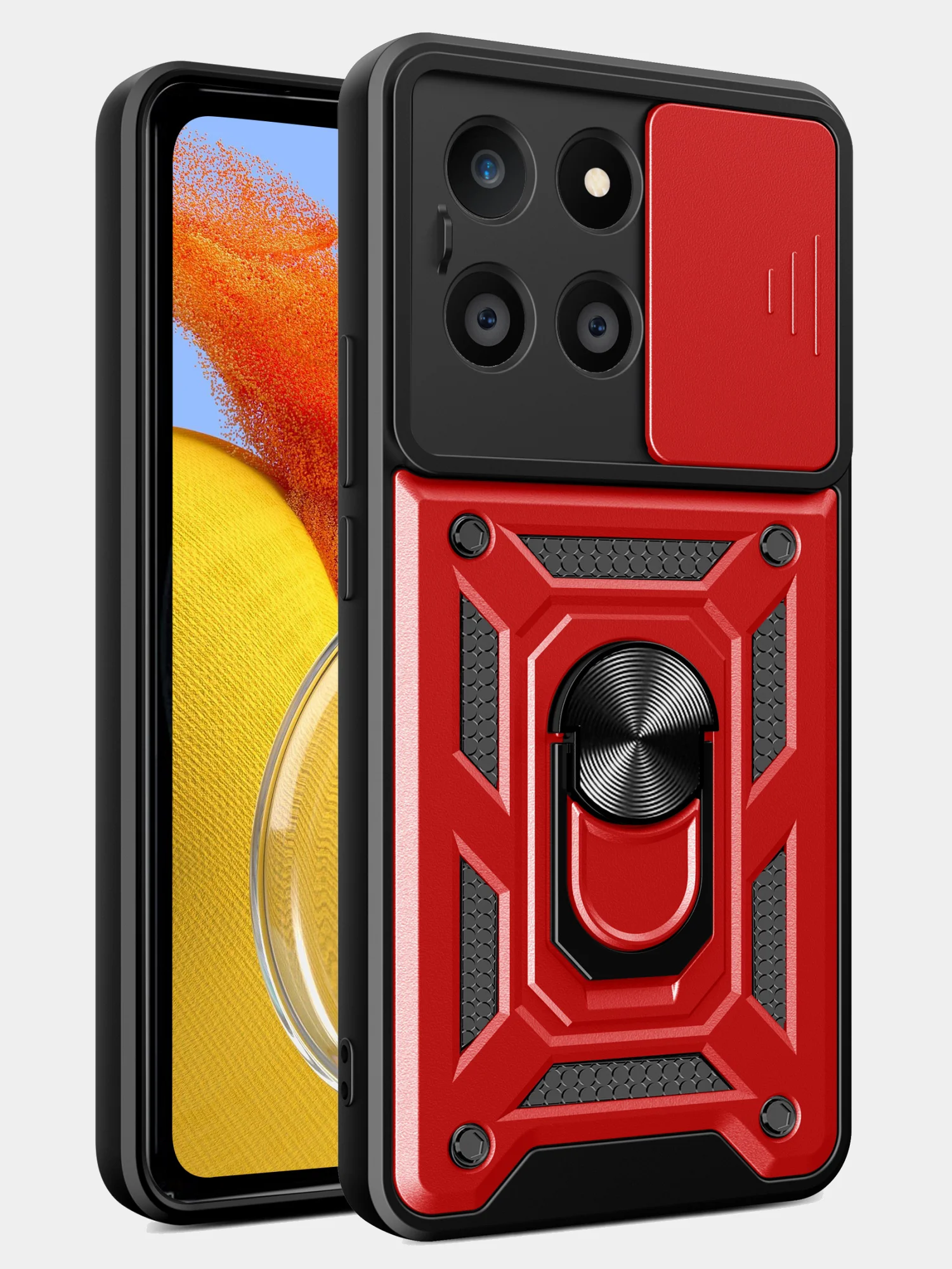Красный чехол противоударный armors для Honor X6A / Хонор Х6А с защитой камеры