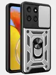 Серебряный чехол противоударный armors для Honor X6A / Хонор Х6А с защитой камеры