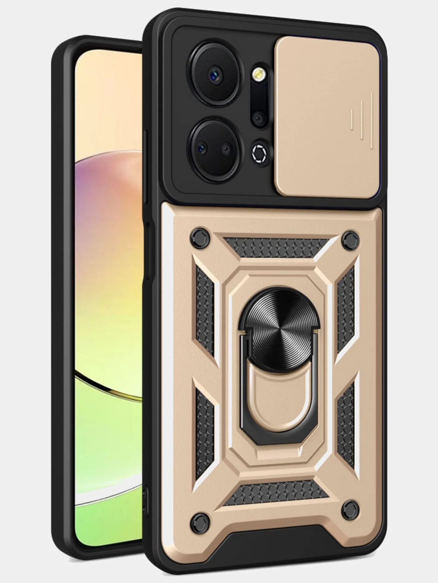 Золотой чехол противоударный armors для Honor X7A и Honor X7A Plus / Хонор Х7А и Хонор Х7А +