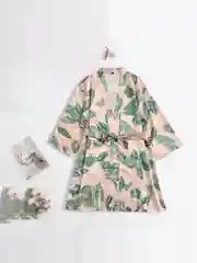 Конфетный халат кимоно женский домашний шелковый