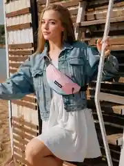 Пудровый поясная сумка-бананка, через плечо