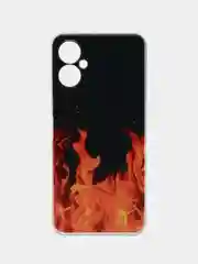 Оранжевый чехол на Tecno Spark 9 Pro / Текно Спарк 9 Про прозрачный, с рисунком, защита камеры
