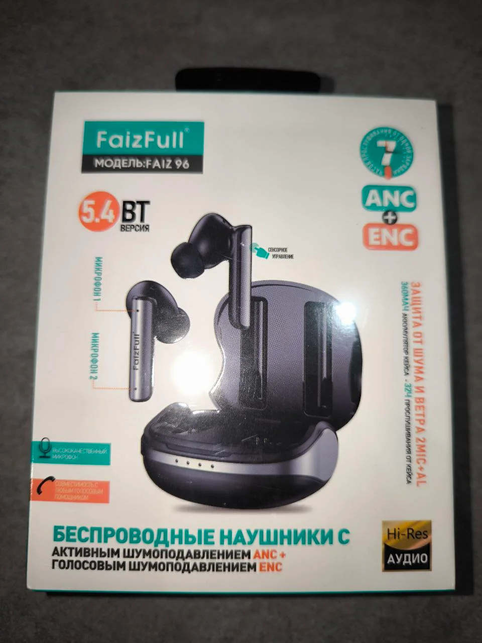 Белый беспроводные наушники FAIZ96 (ANC+ENC/5.4BT)