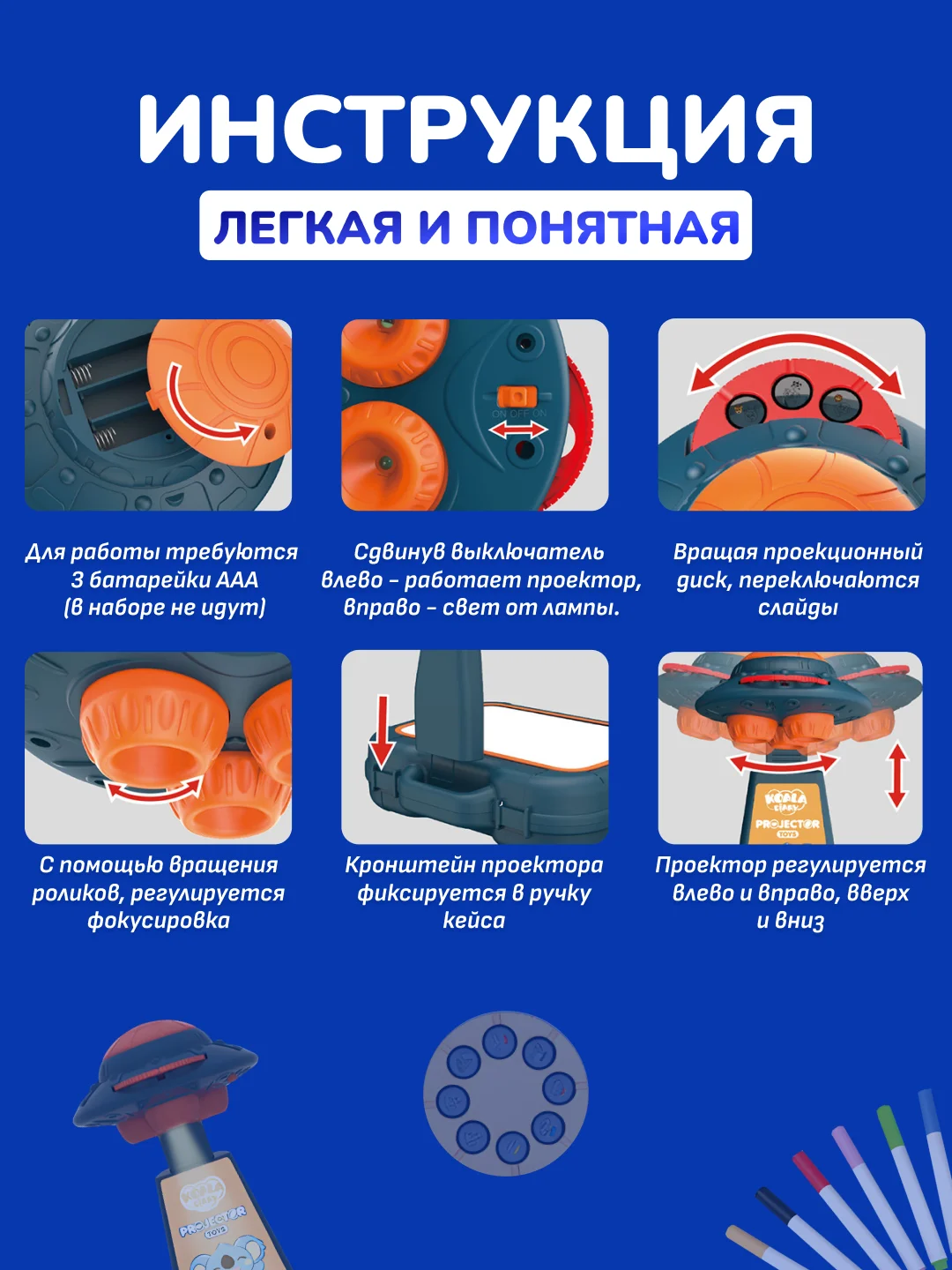 Детский проектор для рисования в чемоданчике ByMorena/Диапроектор для рисования
