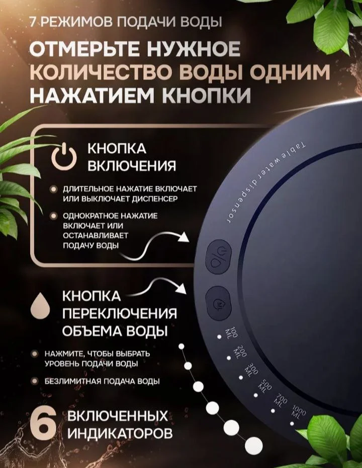 Помпа для воды электрическая настольная на бутыль 19, 10,5 литров/Автоматический диспенсер