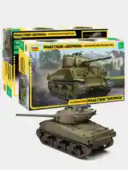 Сборная модель Американский средний танк М4А2 (76) W Шерман масштаб 1:35 КИТ пластик