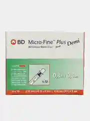 Шприц инсулиновый BD Micro-Fine Plus Demi, 0,3 мл, U-100, 30G, 100 штук, медицинский