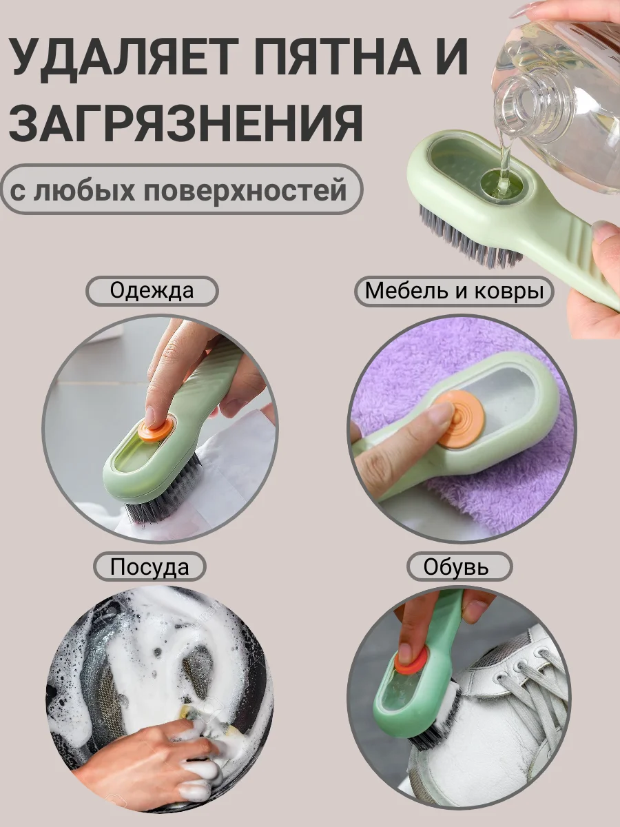 Бирюзовый щетка для уборки, щетка для посуды с дозатором для моющего средства, для обуви и одежды