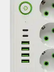 Белый сетевой фильтр, удлинитель, пилот 3 EU, 4 USB, 2 type-C