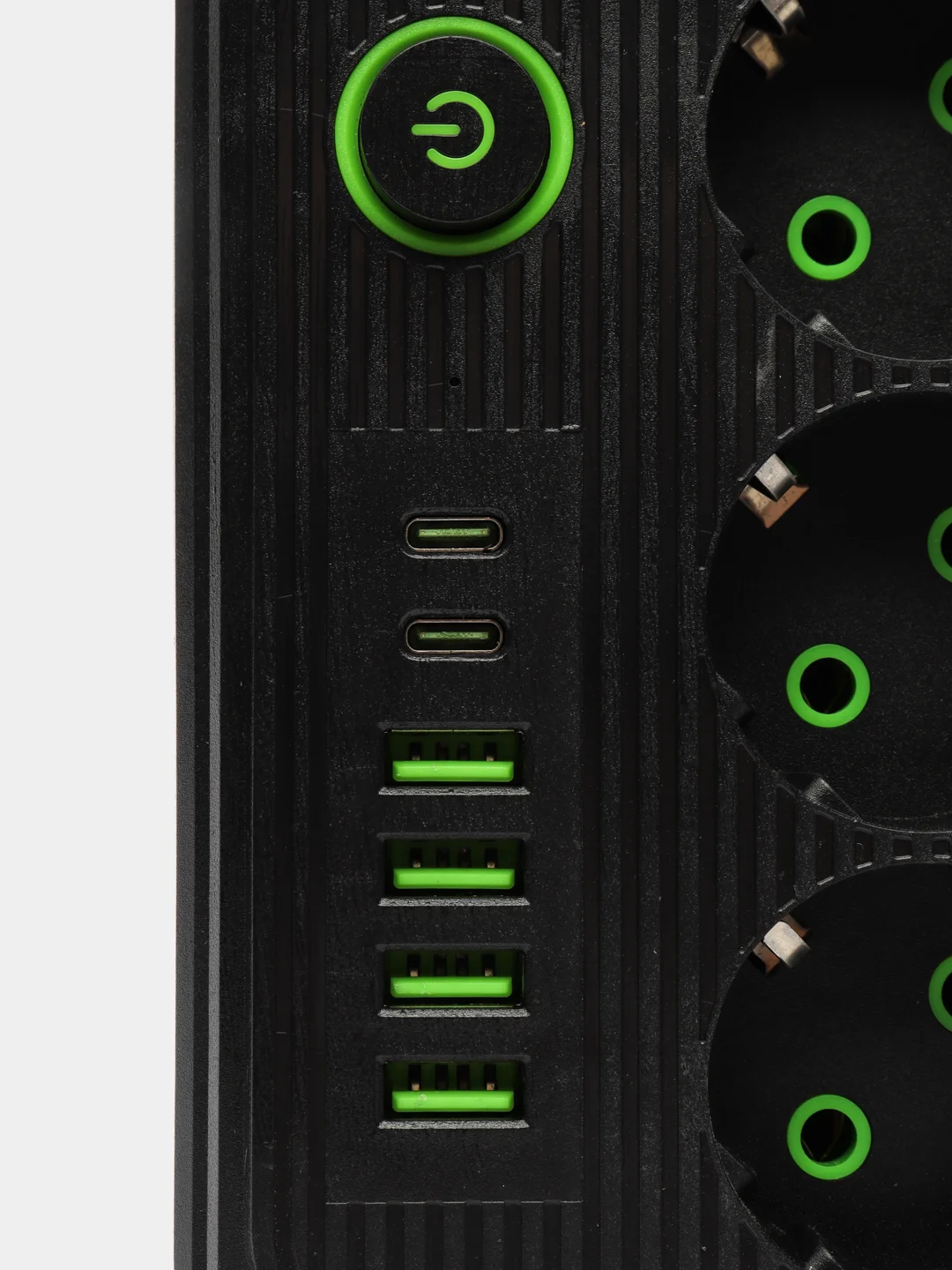 Черный сетевой фильтр, удлинитель, пилот 3 EU, 4 USB, 2 type-C