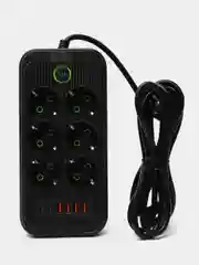 Черный сетевой фильтр, удлинитель, пилот 6 EU, 4 USB, 2 type-C