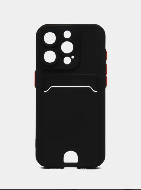 Чехол iPhone 15, 11 Pro, 14 Max, 13, 12, Xr, Xs, 6, 7, 8 Plus, Se Mini с карманом для карт