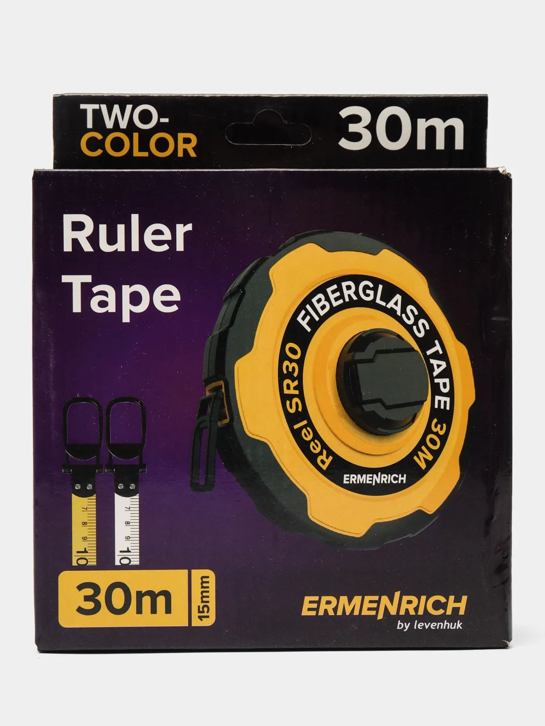 Рулетка 30м. водозащитная, двусторонняя шкала с зацепом Ermenrich Reel SR30