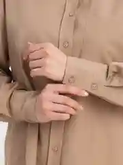 Хаки женская базовая рубашка, оверсайз