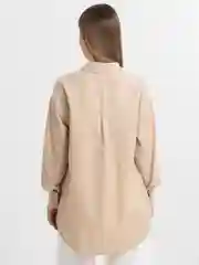 Белый женская базовая рубашка, оверсайз