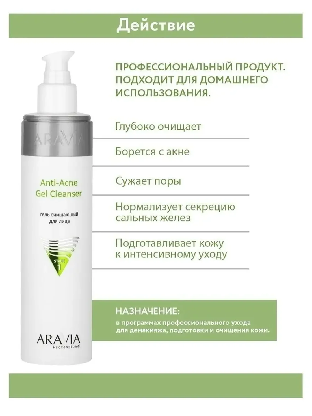 Гель очищающий для жирной и проблемной кожи лица 250 мл АРАВИА ARAVIA