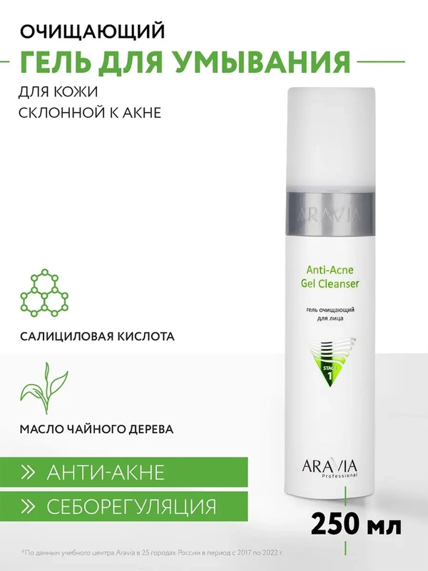 Гель очищающий для жирной и проблемной кожи лица 250 мл АРАВИА ARAVIA