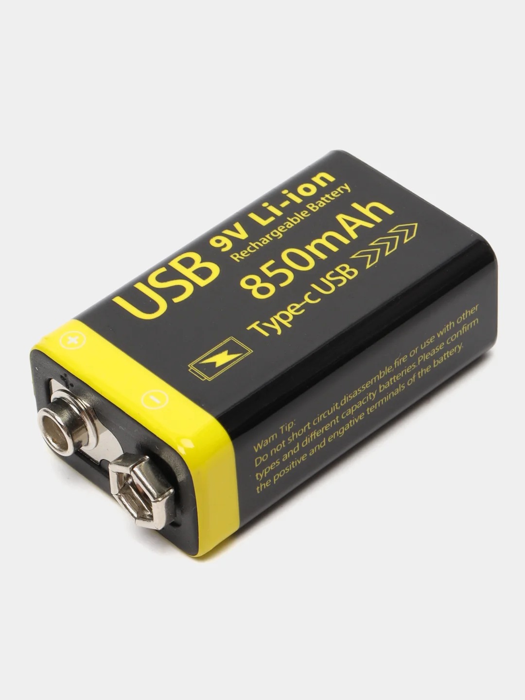 Аккумулятор Li-ion крона, зарядка от Type-C кабеля, 850 mah, 6F22