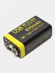 Аккумулятор Li-ion крона, зарядка от Type-C кабеля, 850 mah, 6F22