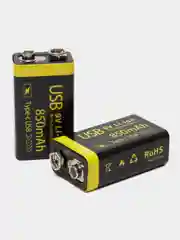 Аккумулятор Li-ion крона, зарядка от Type-C кабеля, 850 mah, 6F22