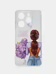 Сиреневый чехол на Tecno Spark Go 2024/20C / Текно Спарк Го 2024/20C прозрачный, с рисунком