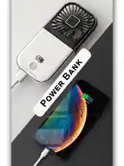 Черный портативный ручной мини вентилятор на аккумуляторе зарядка PowerBank, настольный