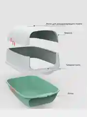 Туалет для кошек 2в1, кошачий туалет, лоток для кошек с совком и съемной крышей