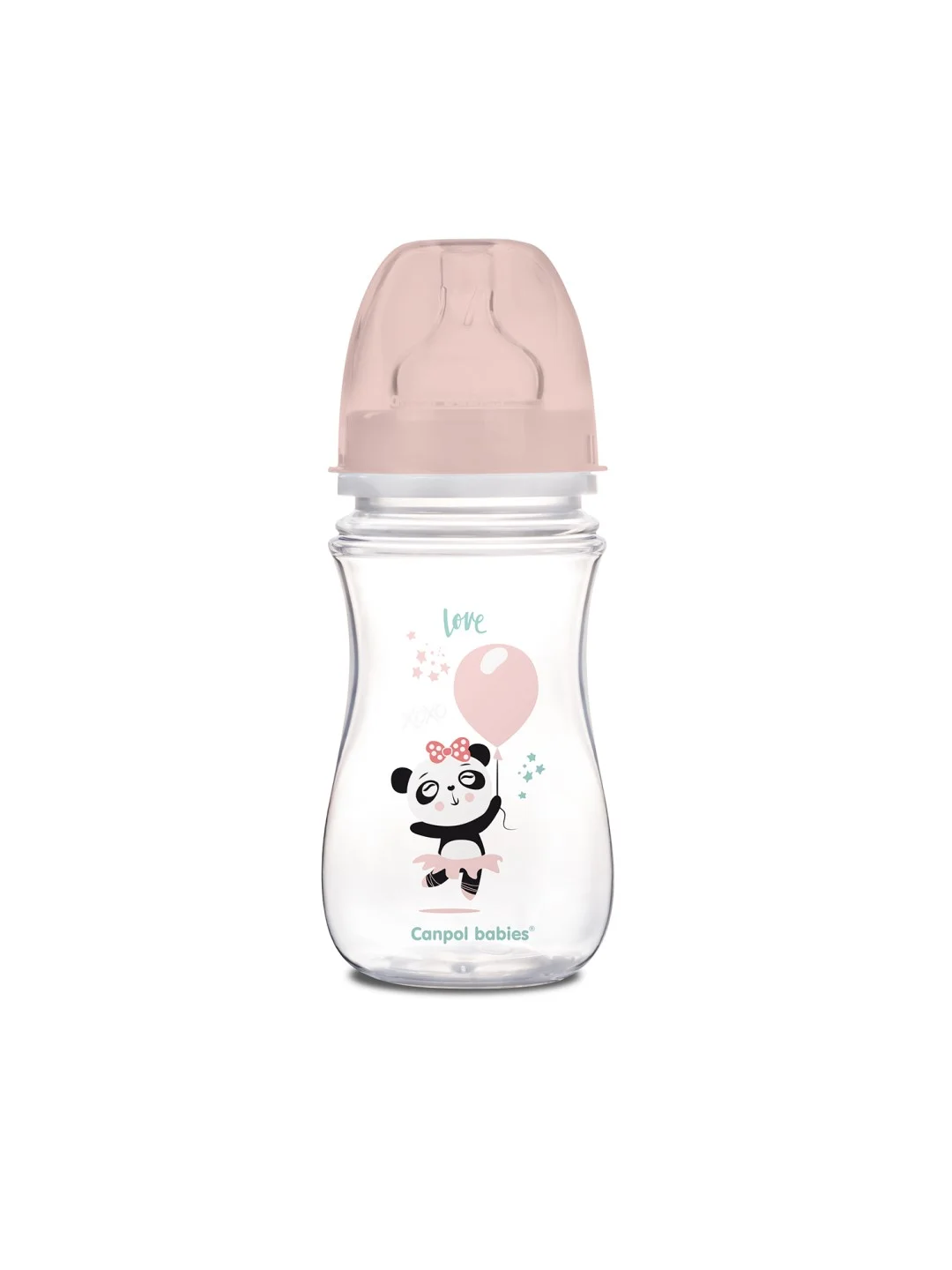 Розовый canpol Babies Exotic Animals Бутылочка для кормления c широким горлом, 240 мл