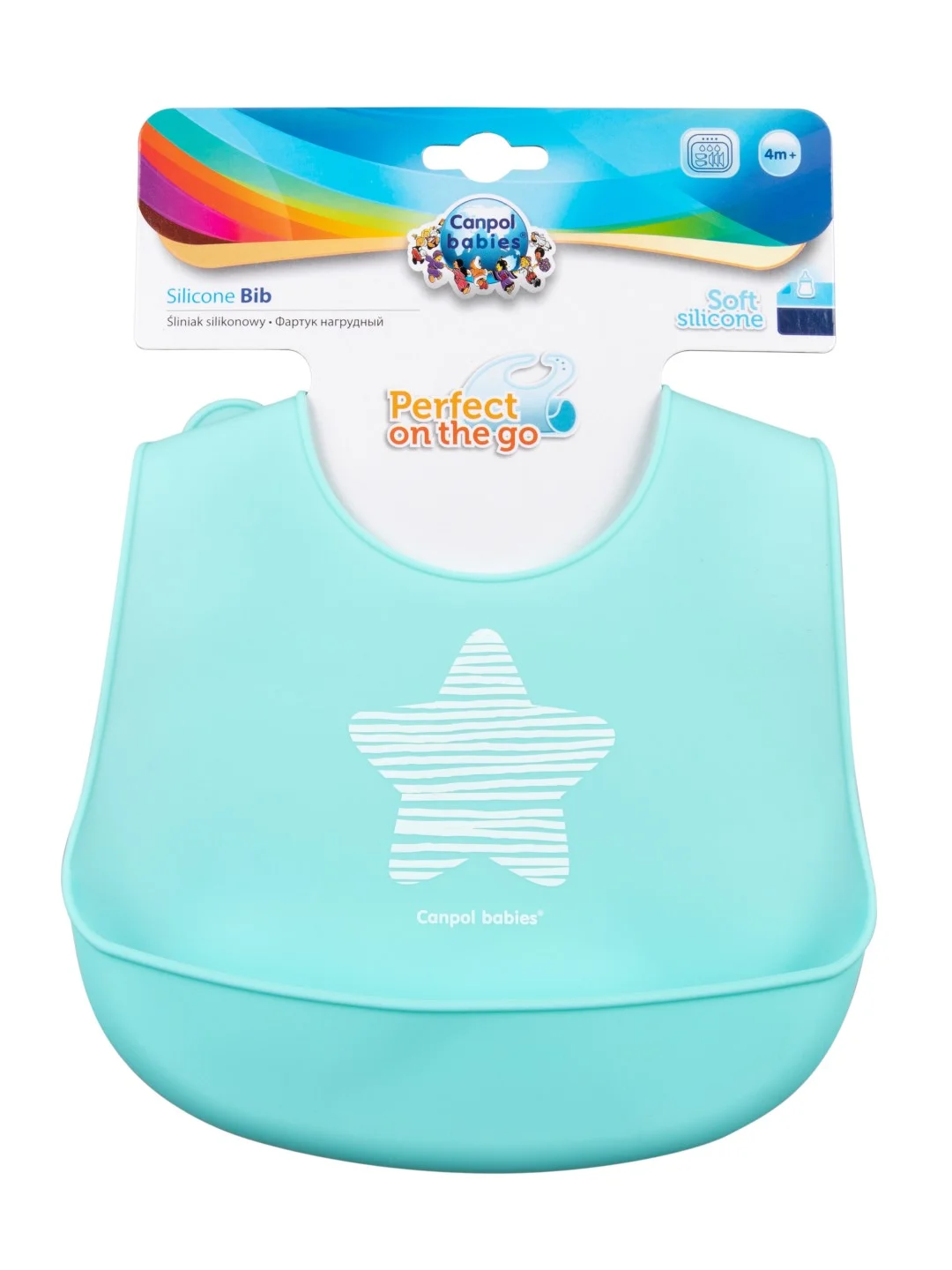 Голубой canpol babies Pastel Силиконовый нагрудник с карманом