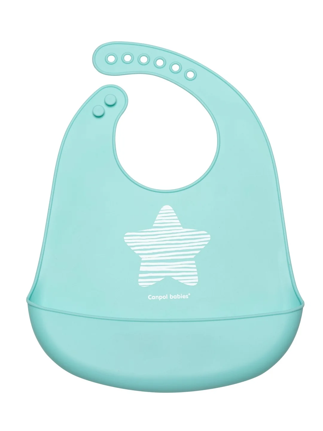 Голубой canpol babies Pastel Силиконовый нагрудник с карманом