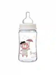 Розовый canpol Babies Bonjour Paris Бутылочка для кормления c широким горлом, 240 мл