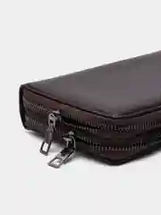 Коричневый клатч двойной, мужской, на молнии / портмоне / кошелёк / кожаный клатч