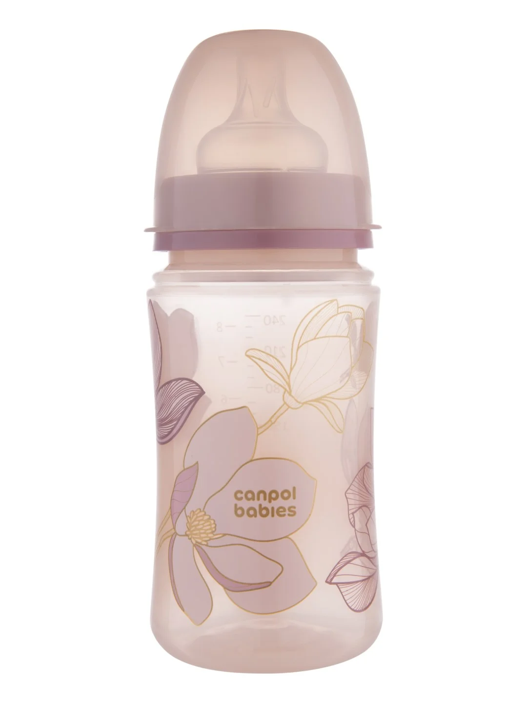CANPOL Babies GOLD Бутылочка для кормления 3 мес+ 240 мл, розовый