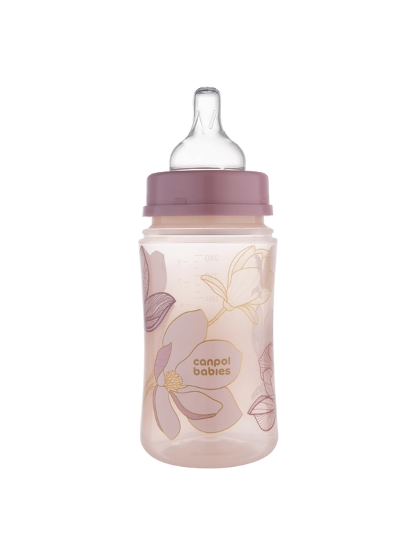 CANPOL Babies GOLD Бутылочка для кормления 3 мес+ 240 мл, розовый