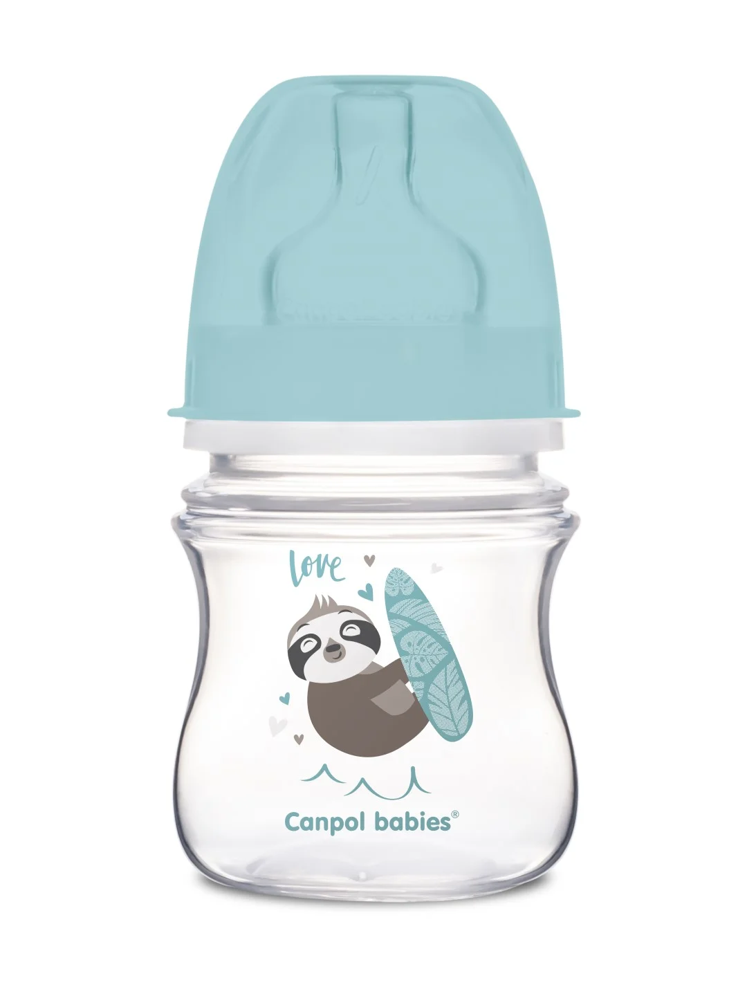 Голубой canpol Babies Exotic Animals Бутылочка для кормления c широким горлом 0+, 120 мл